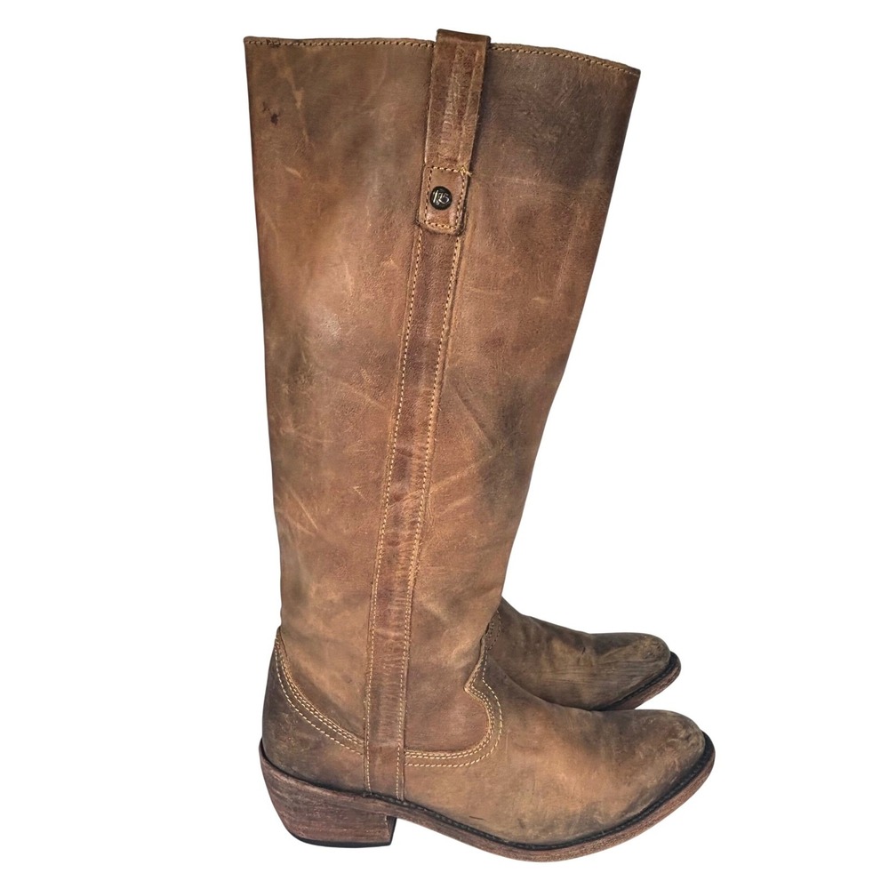 Liberty Black Riding Boots Brown Leather Tall Western Equestrian 7.5